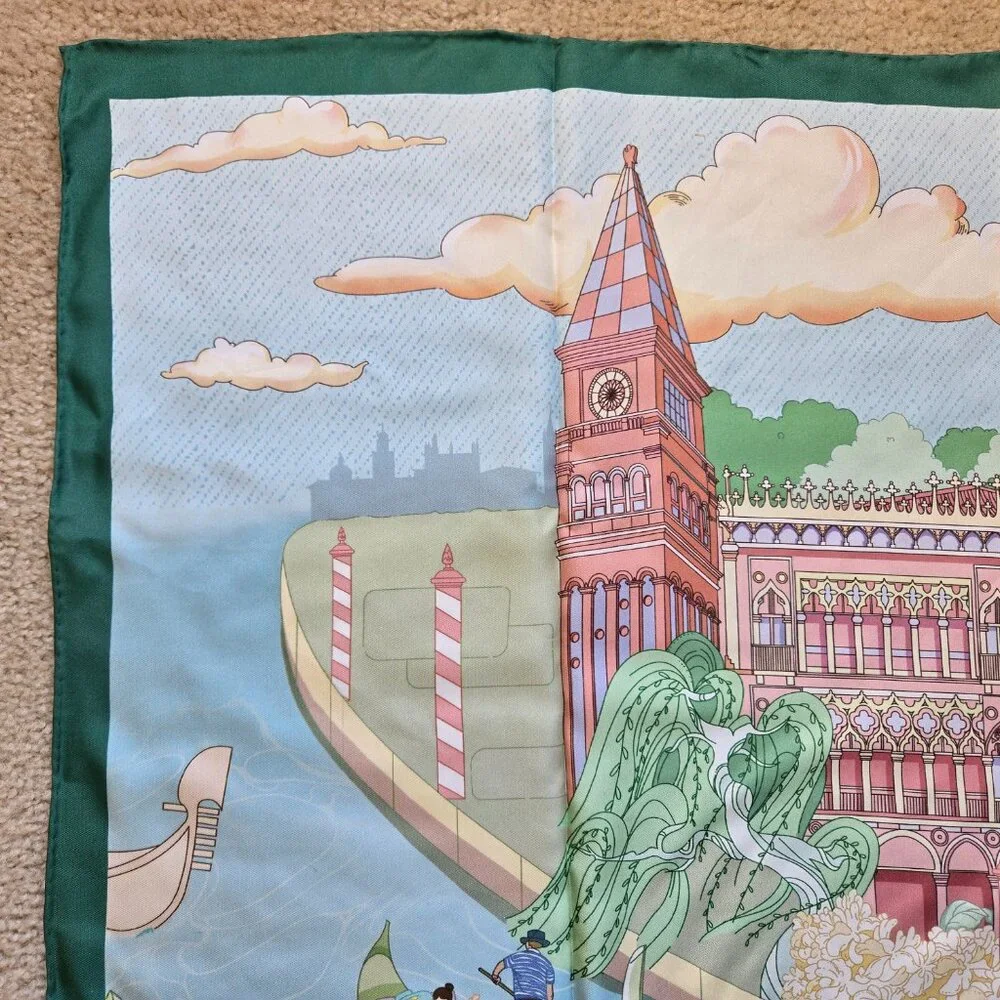 NIB Roberto Coin Silk Scarf Pastel Italy Venice Violin